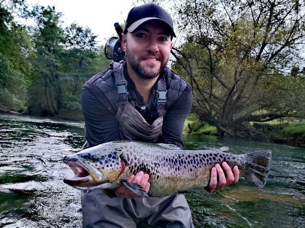 Brown Trout caught on Sava Bohinjka Slovenia. Water Man Adventures fly fishing guides & outfitters
