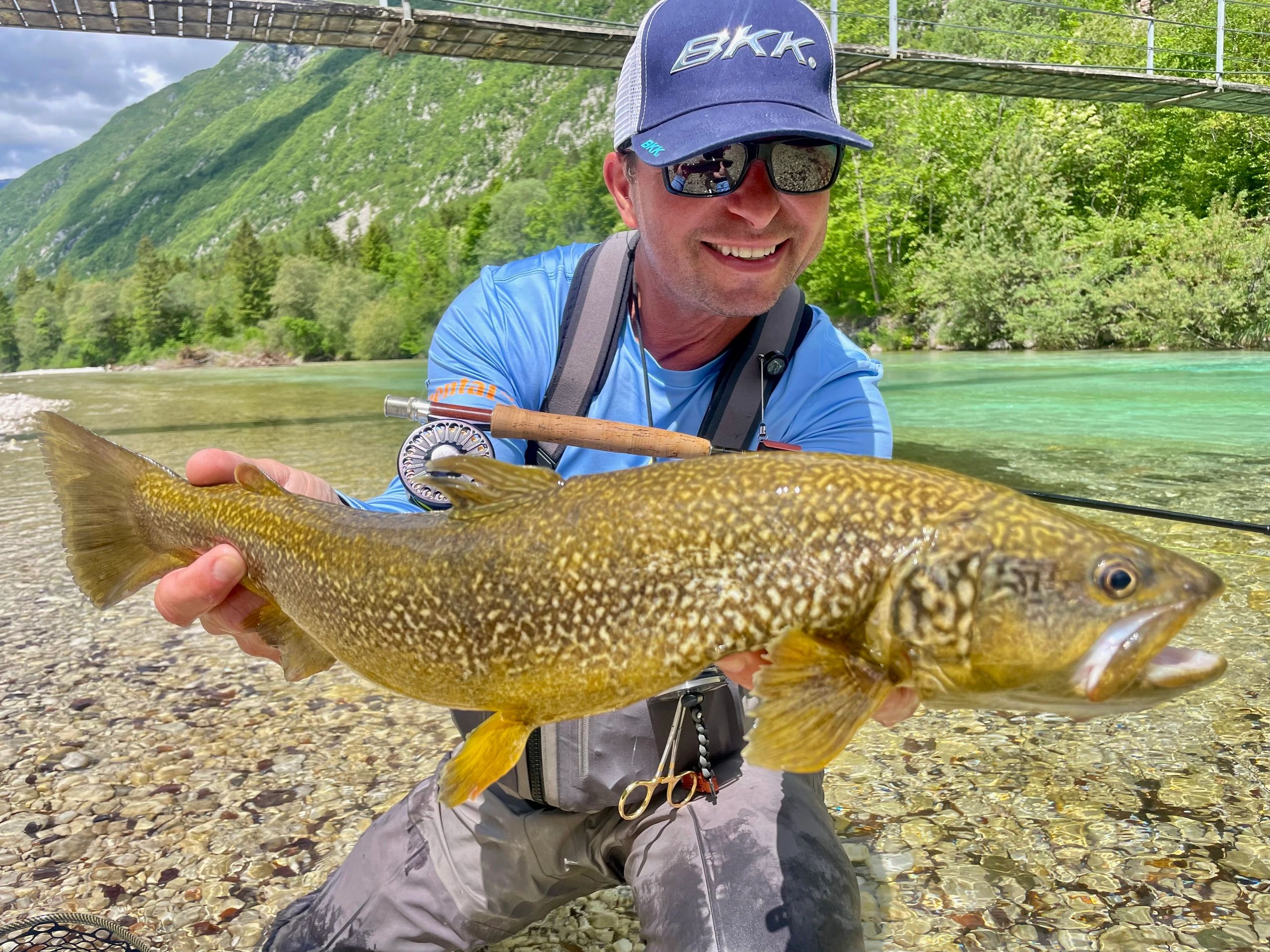 Marble Trout caught on Soca River Slovenia. Water Man Adventures Fly fishing guides & outfitters