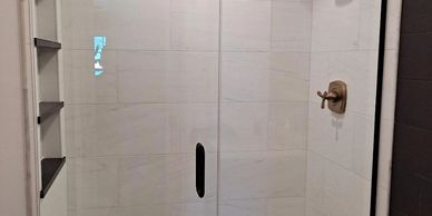 Completed shower glass door project.