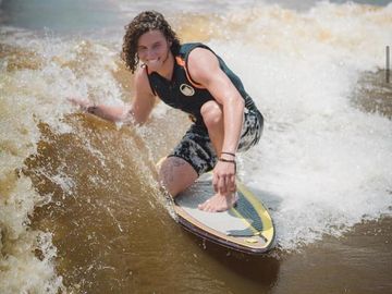 Wakesurfing on Lake Gaston at af wake