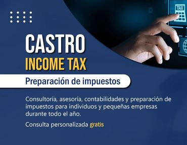 Servicio de preparación de impuestos y consultoría para individuos y pequeñas empresas.