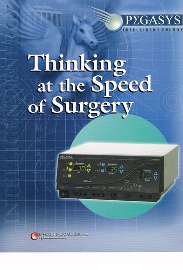 Medical device with a Pegasus logo promoting fast surgical technology.