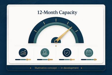 Illustrative single 12-month household capacity gauge with four planning indicators.