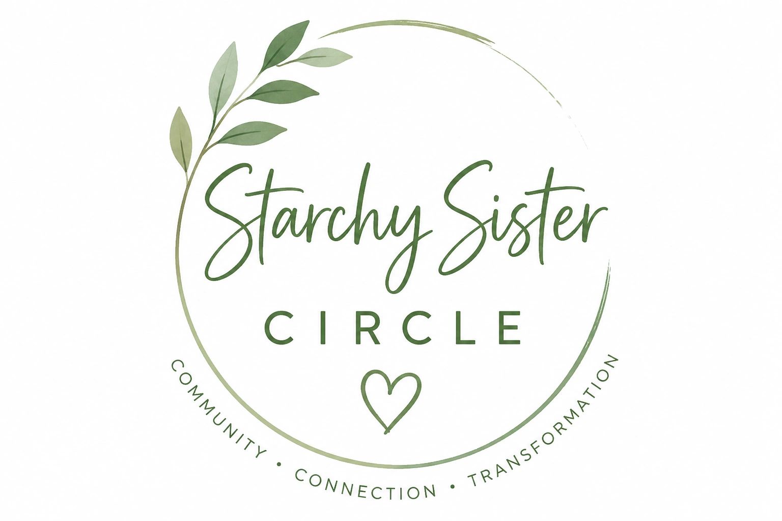 Logo reading 'Starchy Sister Circle' with leaves and heart.