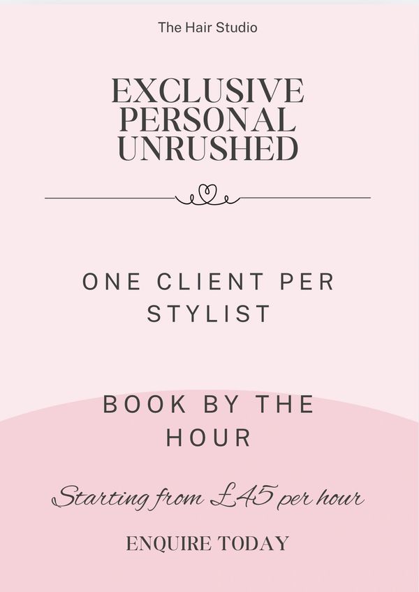 Hair studio offers exclusive, personal, unrushed service with one client per stylist.