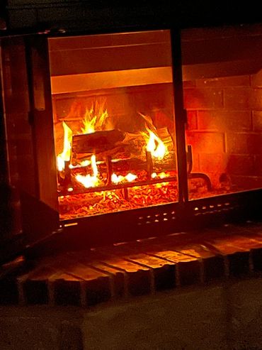 A warm fire on a cold day.