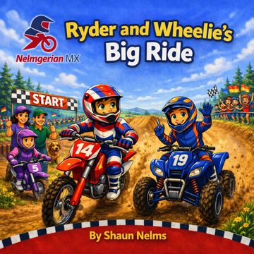 Animated kids race dirt bikes and ATVs in a colorful motocross scene.