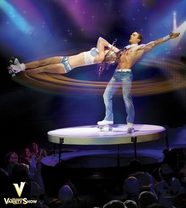 The Skating Aratas - a daredevil roller skating act.