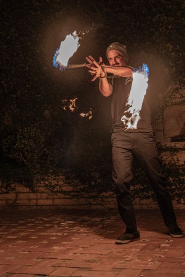 hand spiral! puppy hammer flow. fire spinning entertainment