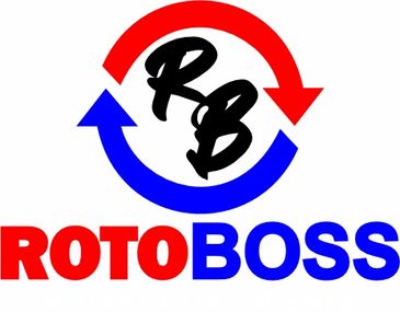 Rotoboss logo with red and blue arrows.