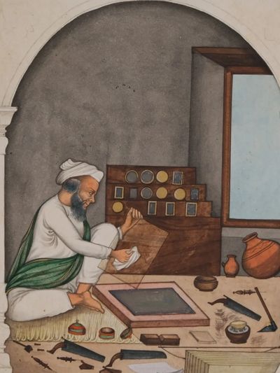 A Company School painting of a mirror-maker, north India, circa 1850