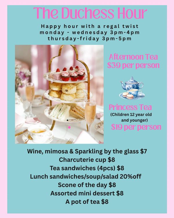 The Duchess Hour offers elegant afternoon tea and drinks with special prices and discounts.