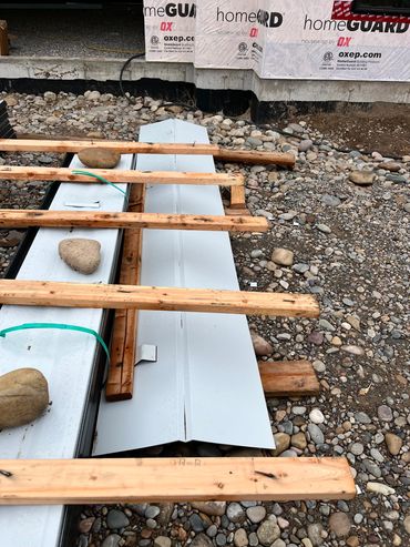 Metal waiting to be installed on the roof