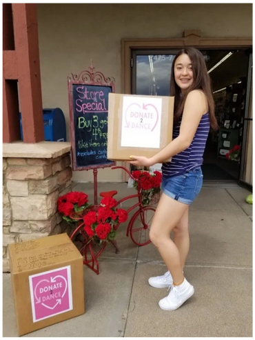 Gracie sending boxes of donated dance items to various studios in need of assistance.