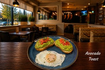 Two slices of toast (your preference) with guacamole, tomato and an one egg your choice.