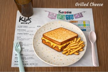 Grilled cheese sandwich with fries.
