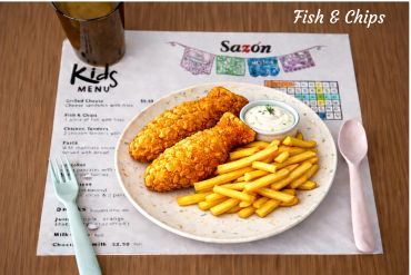 Plate of crispy fish and chips.
