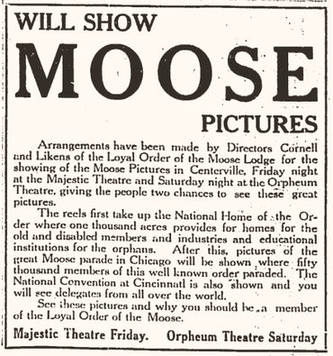 Old newspaper ad for an event at The Majestic from the Loyal Order of the Moose Lodge.