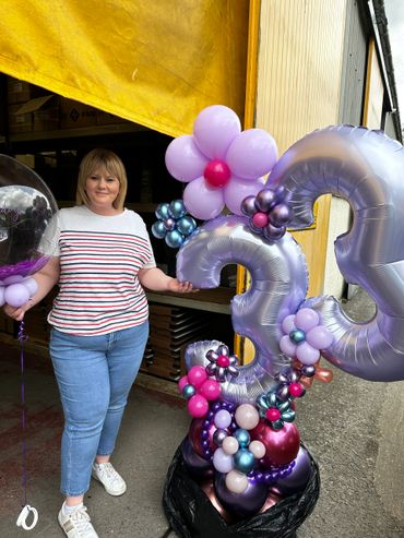 Large floral balloon stack with beaded balloons