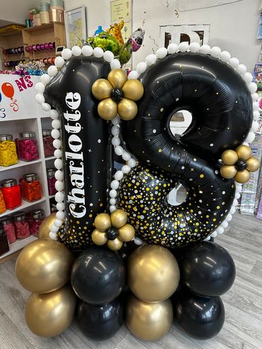 Beaded black and gold glitz balloon stack