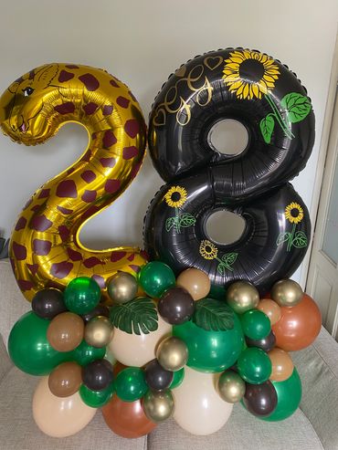 Gifaffe theme number balloon stack