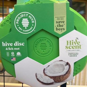 Coconut scented frisbee & lick mat - $10