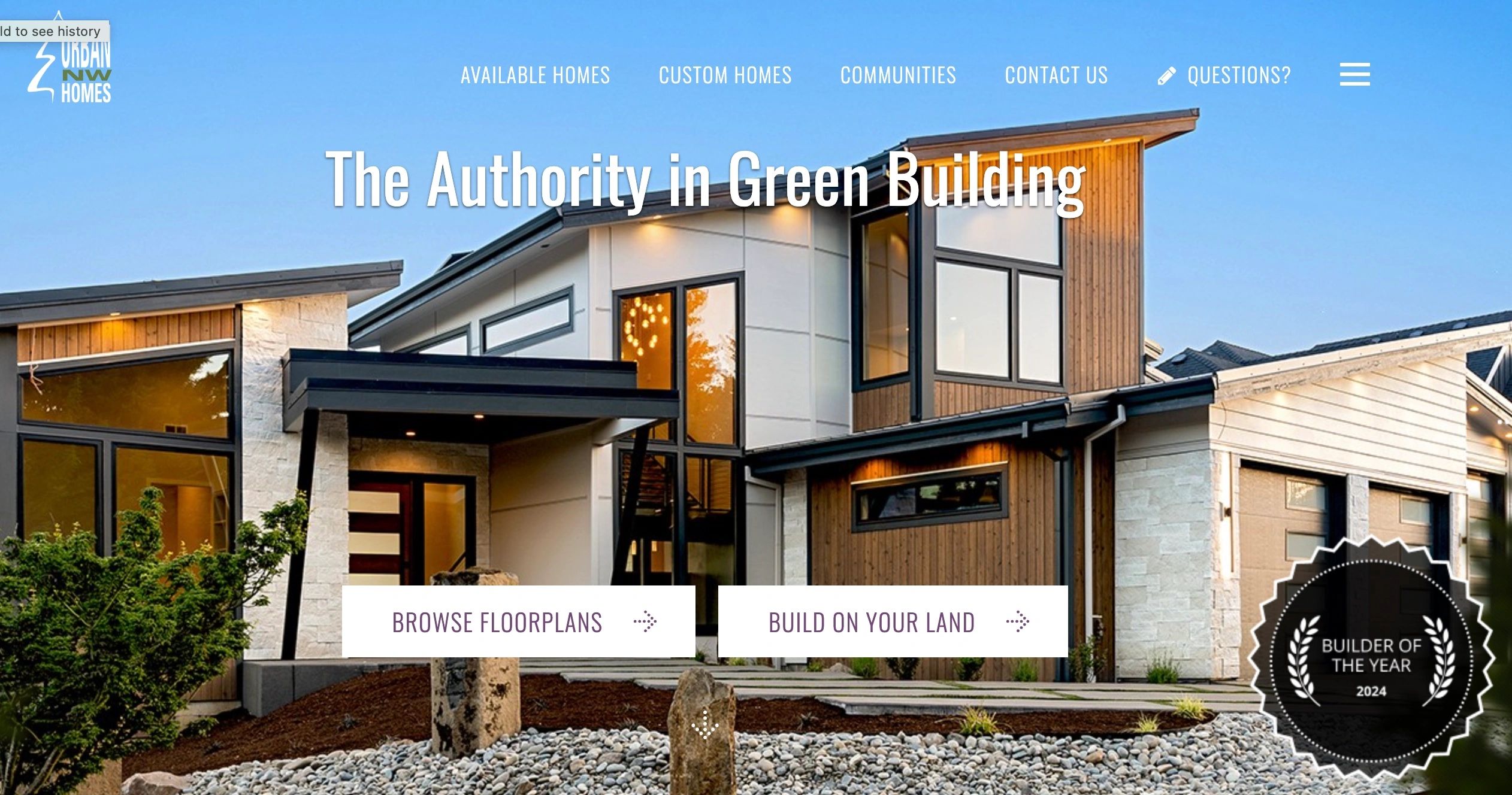 New green home construction. Urban Homes NW