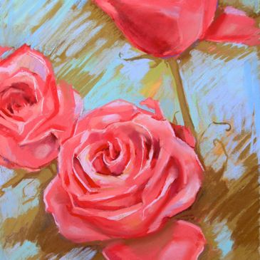colorful Rose painting with pastels