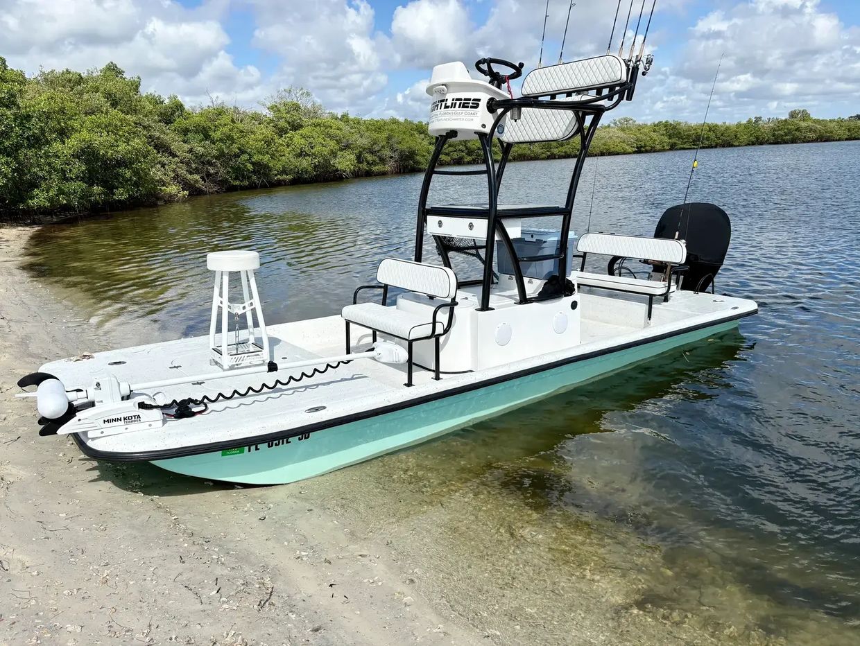 Tightlines charter inshore flats fishing charter boat. Skinny water fishing charters