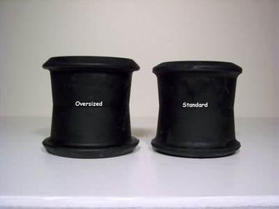 QF Product, LLC view of Oversized Bushing and a view of Standard Bushing side by side