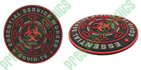 Preston Graphics Essential Service Worker, Covid 19 PVC patch with Velcro backing. www.prestongraphi
