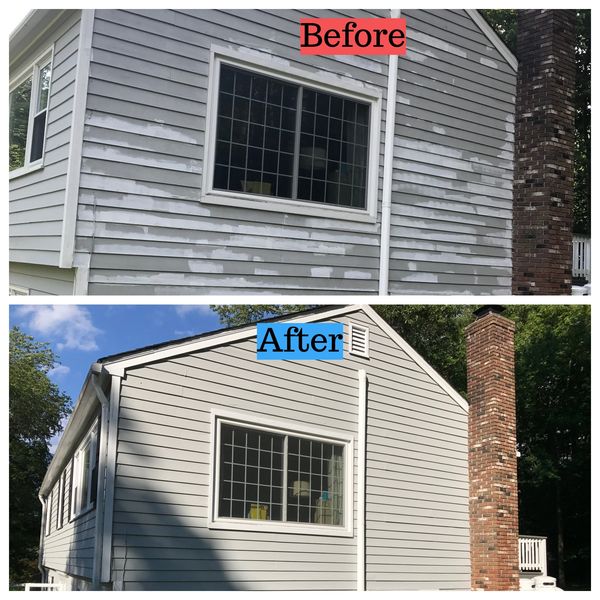 Before and after exterior painting in Bethel, CT