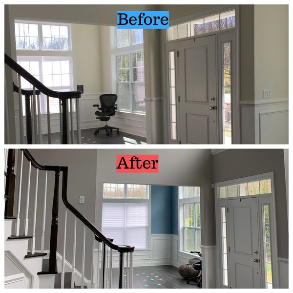 Before and after wall, ceiling, trim paint. Danbury, CT