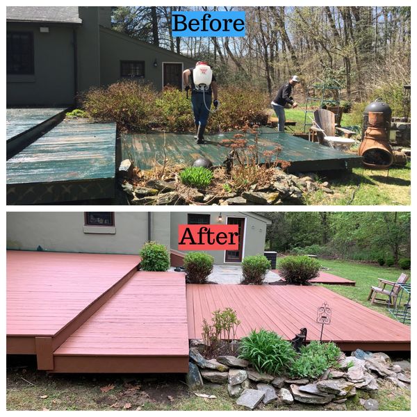 Before and After Deck Staining in Redding, CT
