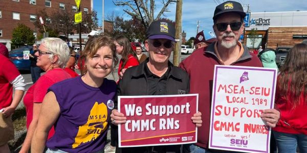 Photos of Androscoggin Valley retirees supporting nurses