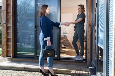 Greeting outside clinic