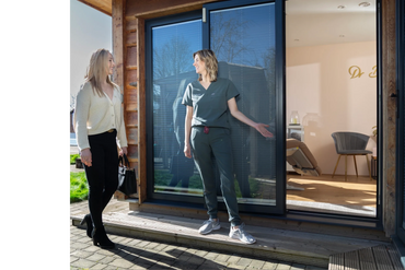 Greeting outside the clinic