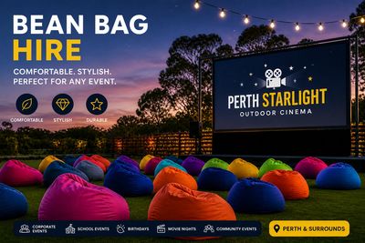 Outdoor bean bag hire for events at Perth Starlight Cinema.