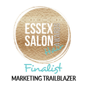 Logo of Essex Salon Hair Awards with gold and turquoise colors.