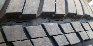 Tire with cracks in the tread