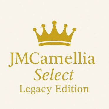 Elegant logo with a golden crown and the text 'JMCamellia Select Legacy Edition'.