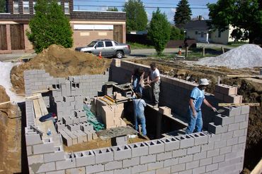 blocks being laid for foundation 