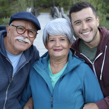 Adult child helping parents consider their next home and living options
