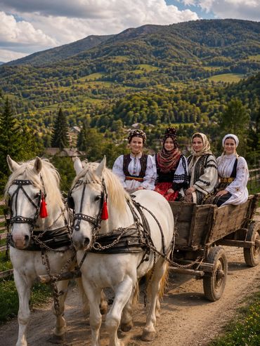 Horse-Drawn Carts in Transylvania