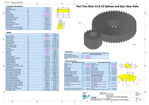 Example pages from a recent project detailing gearbox components