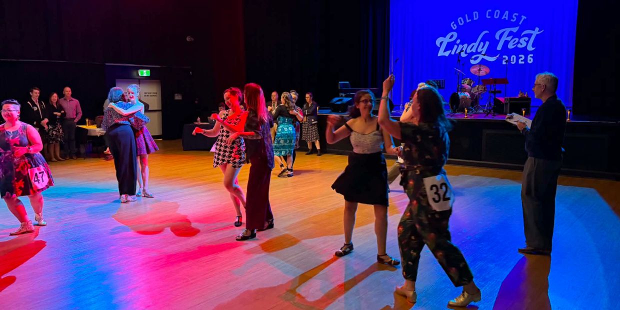 People dancing at Gold Coast Lindy Fest 2026.