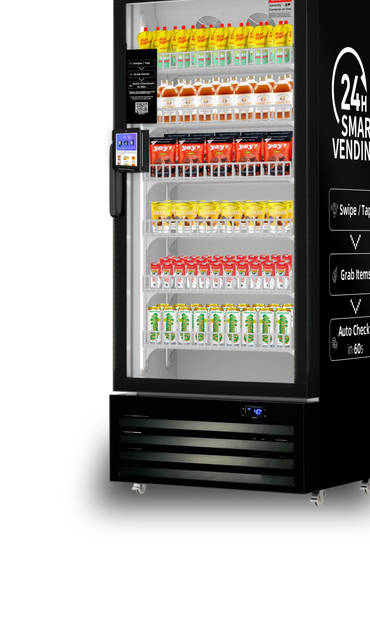 AI Powered smart vending accepts mobile wallets and cards.