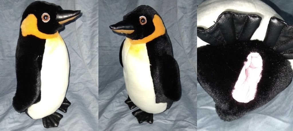 a penguin plushie with a larger vaginal SPH in pink