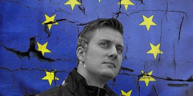 Peter Imanuelsen with EU flag in background