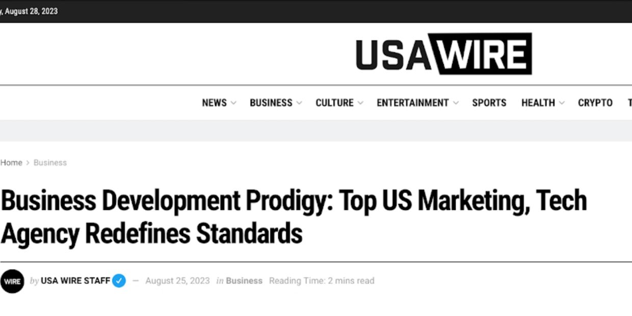 press release on business development prodigy from usa wire about being top us marketing tech agency